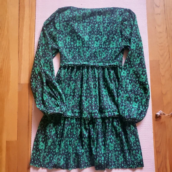 Zara Green Black Floral Mini Dress, M - Picture 5 of 8